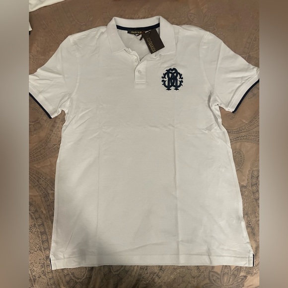 Roberto Cavalli Men Cotton White Polo Sz L - Picture 7 of 8